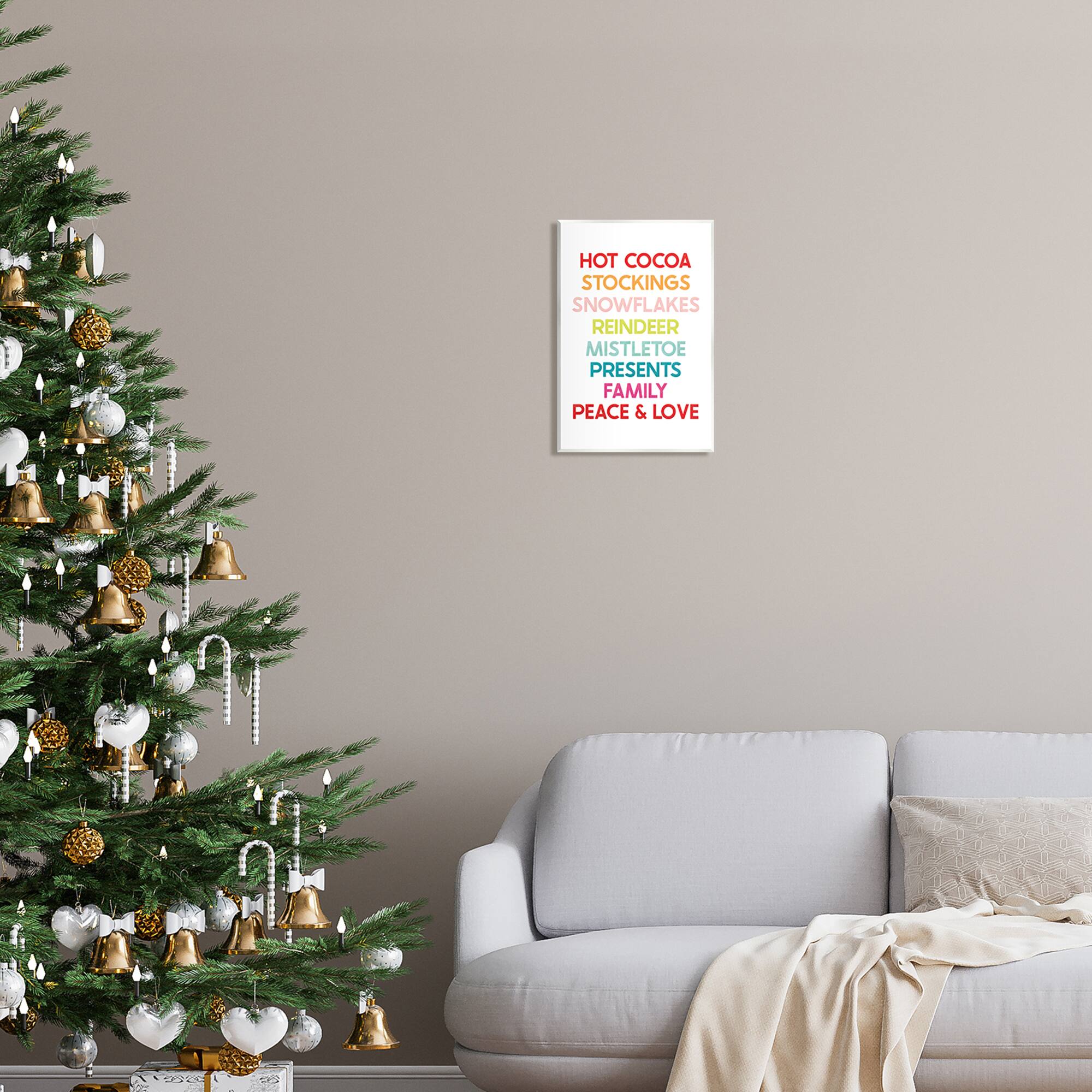 Stupell Industries Peace & Love Rainbow Christmas List Wall Plaque Art
